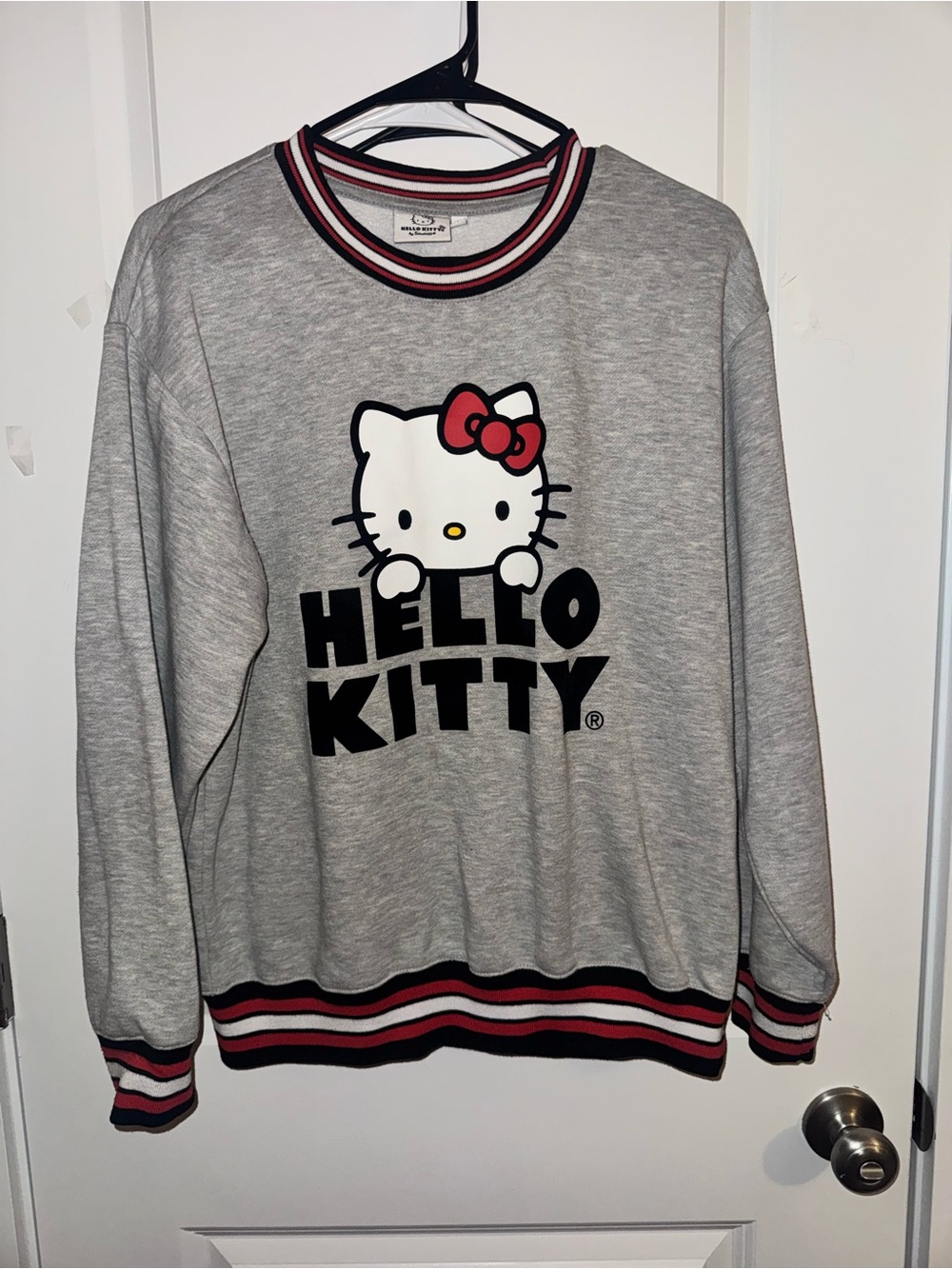 Hello Kitty Grey Sweatshirt with Red, Black & White Trim